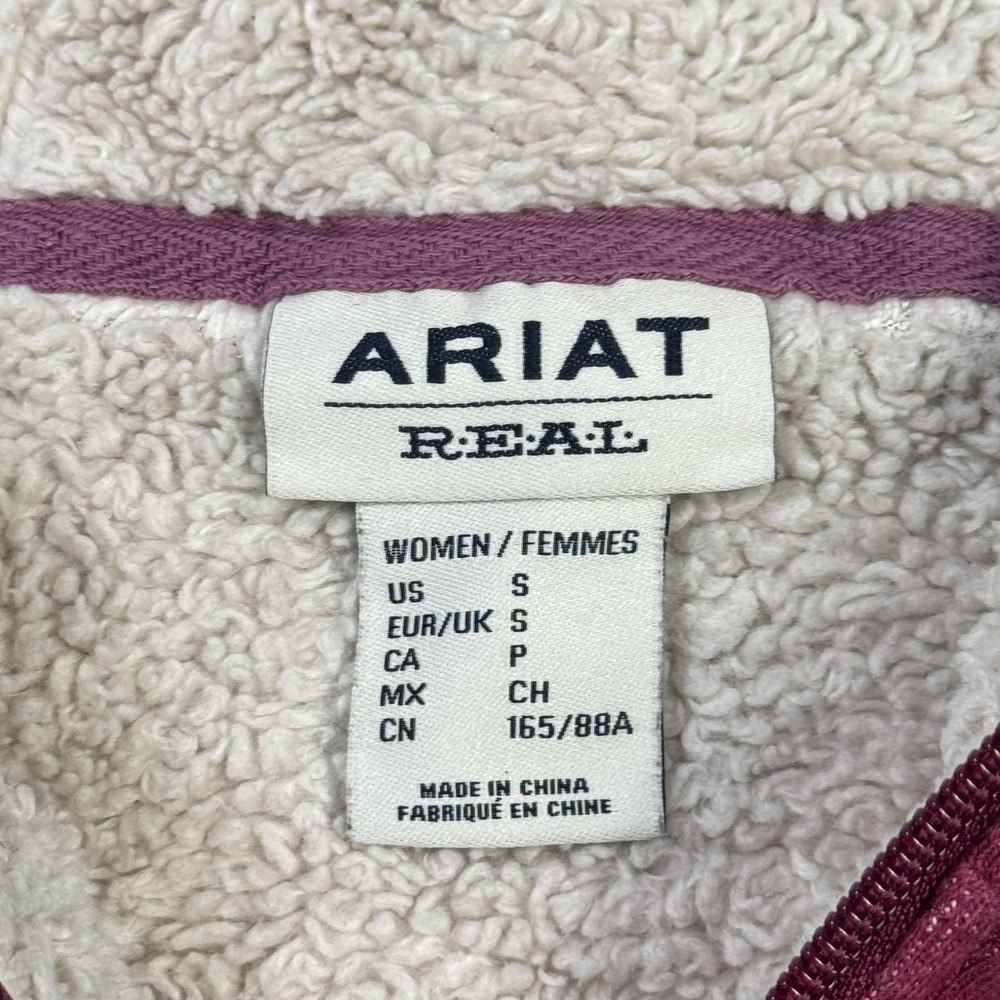 Ariat REAL Hoodie Women Small Red Full Zip Lined Sherpa Faux Fur Kangaroo Pocket - Picture 2 of 10